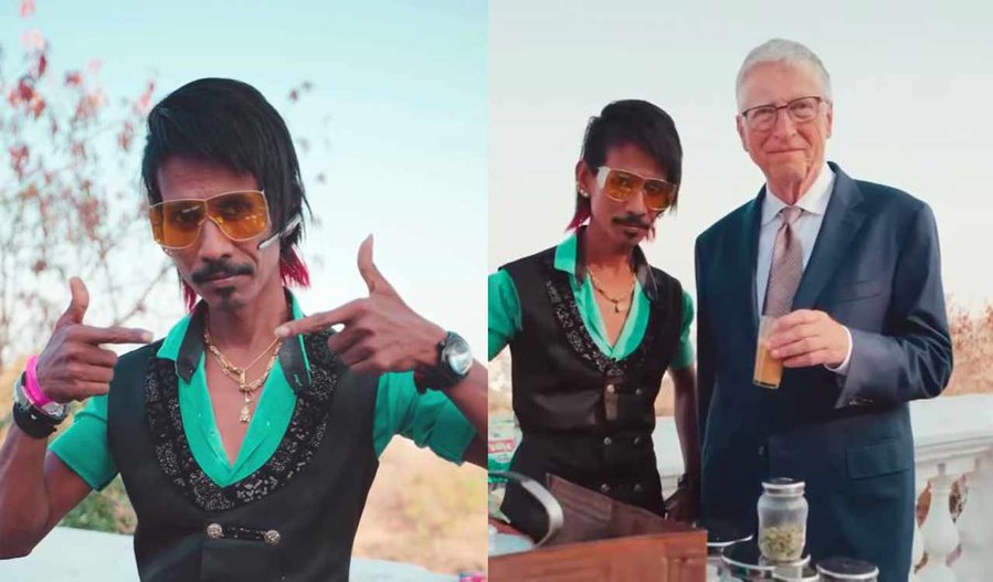 Bill gates drink tea in India